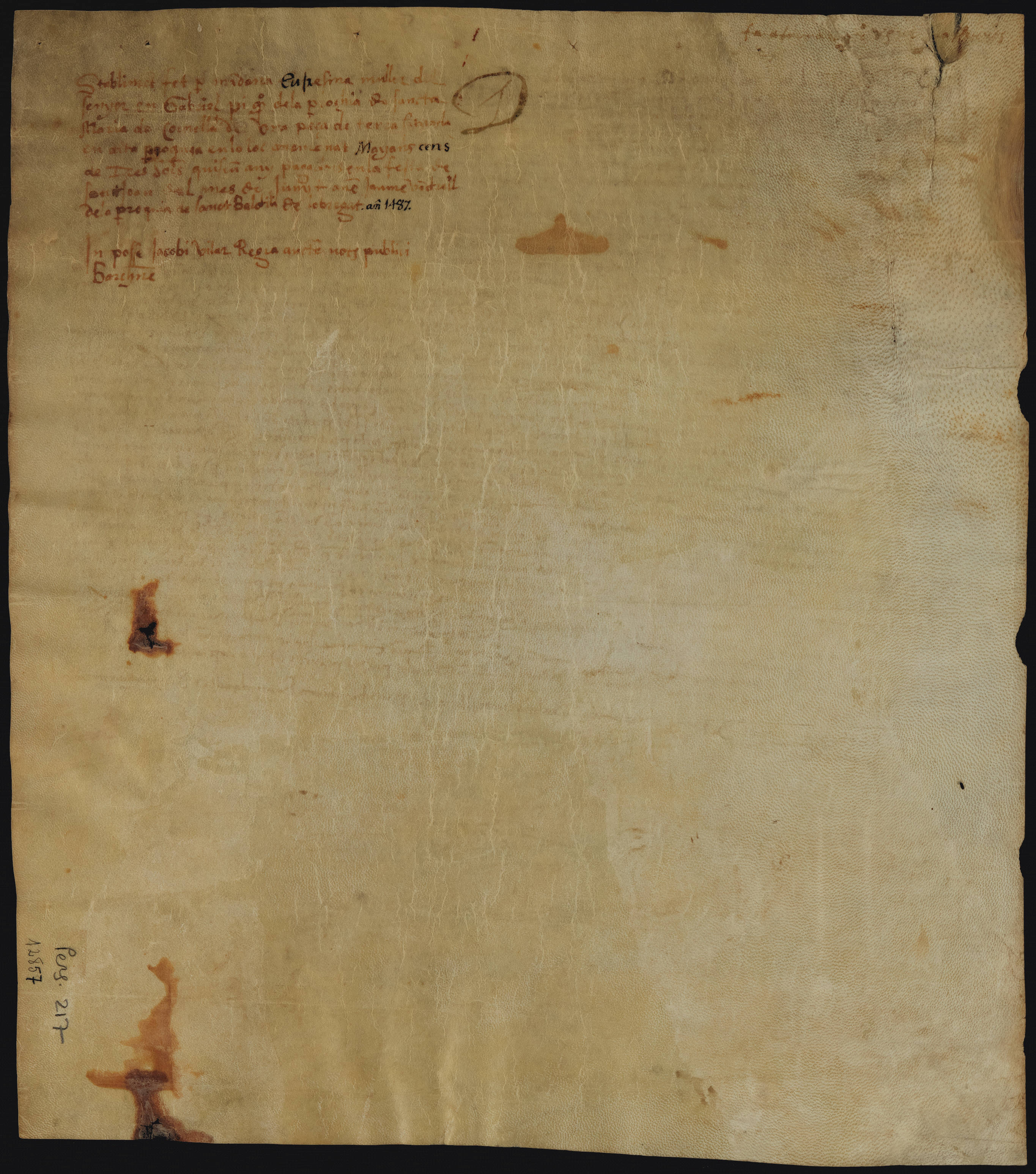 Verso 1487 Eufrasina esposa de Gabriel Pi
